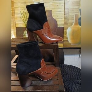 Elegant Black and Brown Women's Ankle Boots